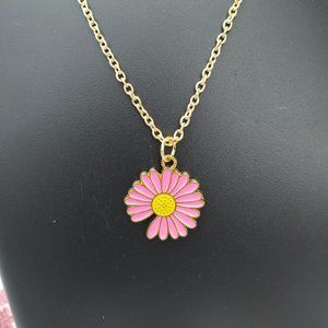 Flower Shape Pendant Necklace Minimalist Stainless Steel Neck Chain Dainty Jewel